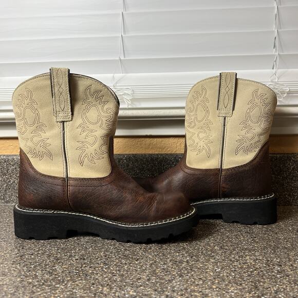 Ariat Boots Fatbaby Heritage Women Sz 7B Brown/Tan Cowgirl Western Bootie Cowboy - Picture 5 of 12